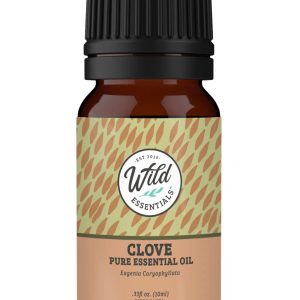 10 ml amber glass bottle of Clove Essential Oil with labeled packaging, featuring botanical name Syzygium aromaticum, ideal for immunity and aromatherapy use