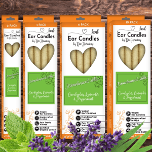 Eucalyptus, lavender, and peppermint ear candles for relaxation by Doc Harmony