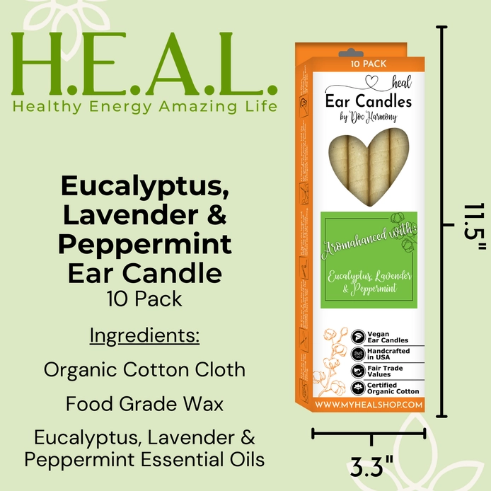 Eucalyptus, lavender, and peppermint ear candles by Doc Harmony for ear care