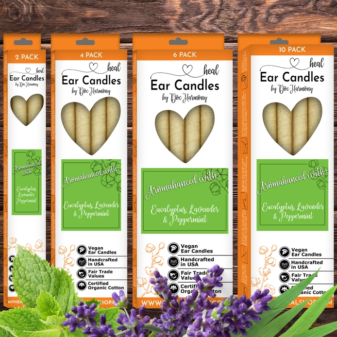 Eucalyptus, lavender, and peppermint ear candles for relaxation by Doc Harmony