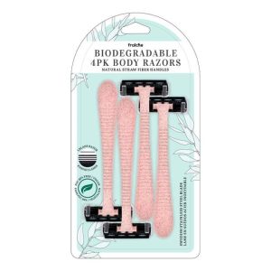 Fraiche biodegradable body razors, 4-pack, eco-friendly design from Frankfort, IL