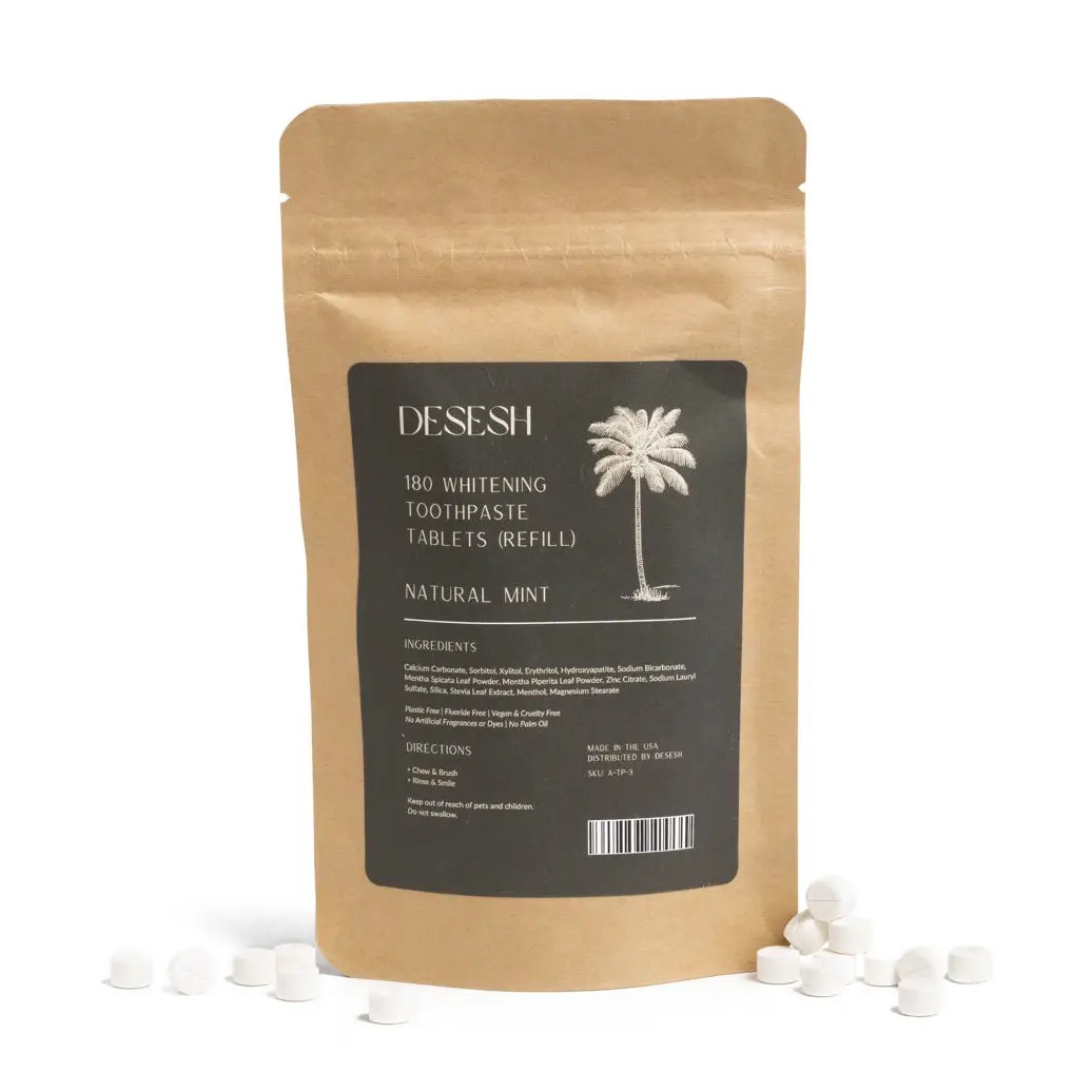 Hydroxyapatite Mint Toothpaste Tablets in white background