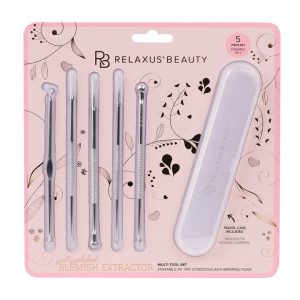 Pretty Polished Blemish Extractor Multi 5-Piece Tool Set for skincare and blemish removal