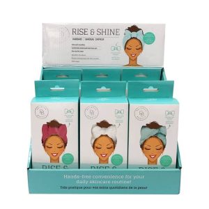 Rise & Shine Headband Display Set of 12 for skincare and beauty