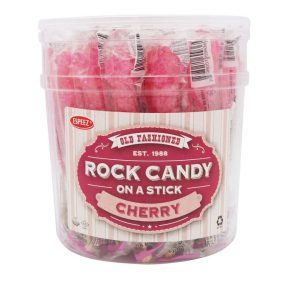 Cherry rock candy sticks, 0.8oz each, 36-count tub available in Frankfort, IL