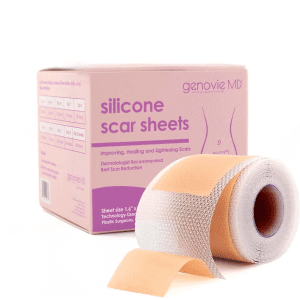 "Silicone scar sheets full roll 1.6 x 120 inches for scar treatment, reusable adhesive strips for reducing old and new scars from surgery, injury, burns, and acne."