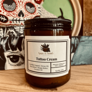 Soothing tattoo aftercare cream by Sage & Stone Apothecary in Frankfort, IL.