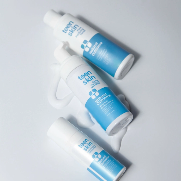 Natural Outcome Skincare Teen Skin Kit with 3-step acne clarifying regimen