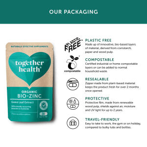 "Vegan zinc supplement in a 30-capsule bottle – daily immune support and skin health formula made with plant-based ingredients"